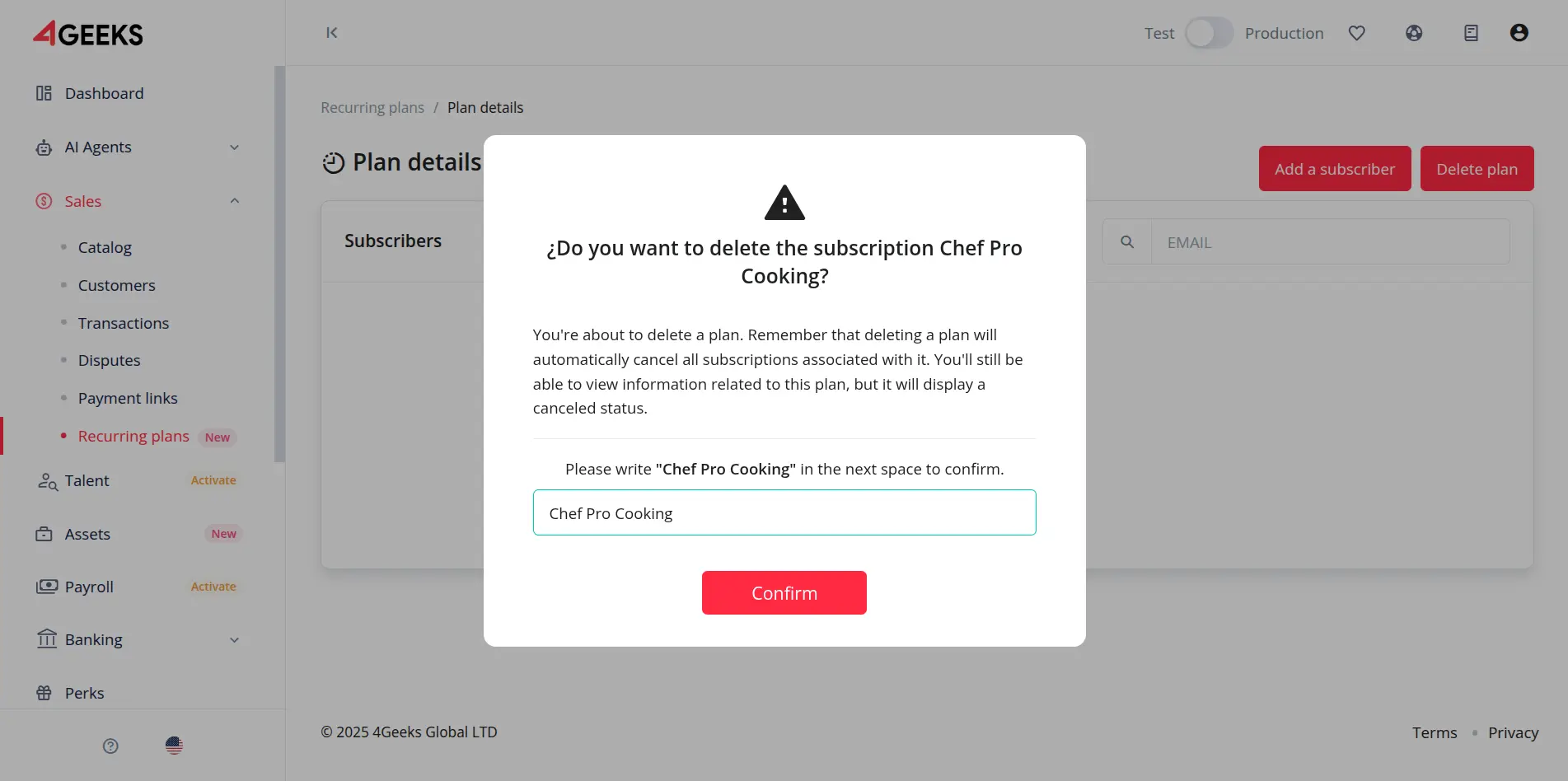 Delete plan Delete plan