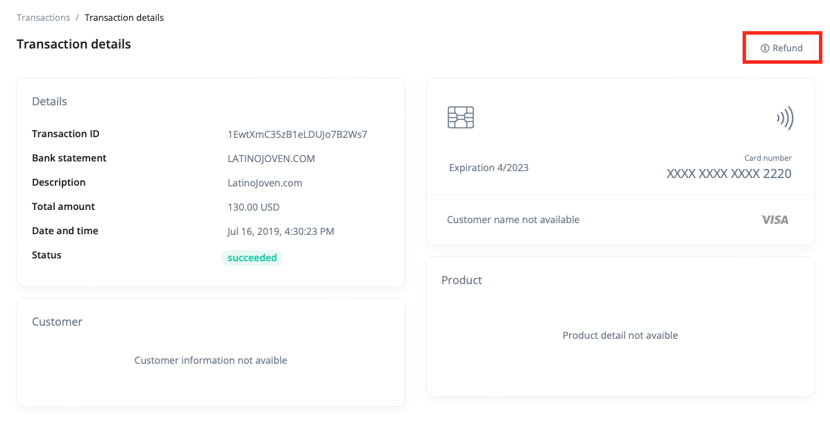 Rückerstattung über die Konsole starten