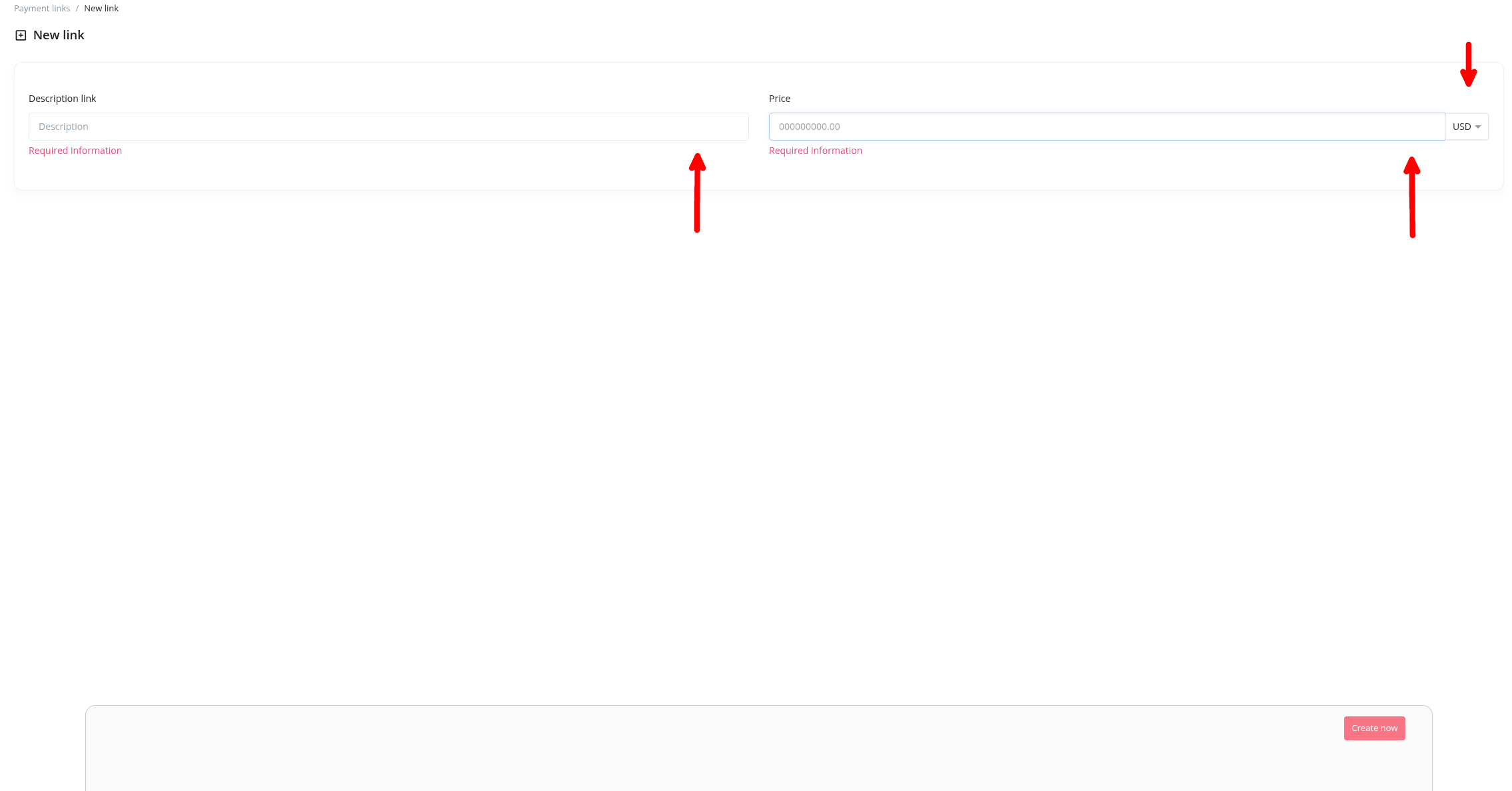 New Payment Link Form