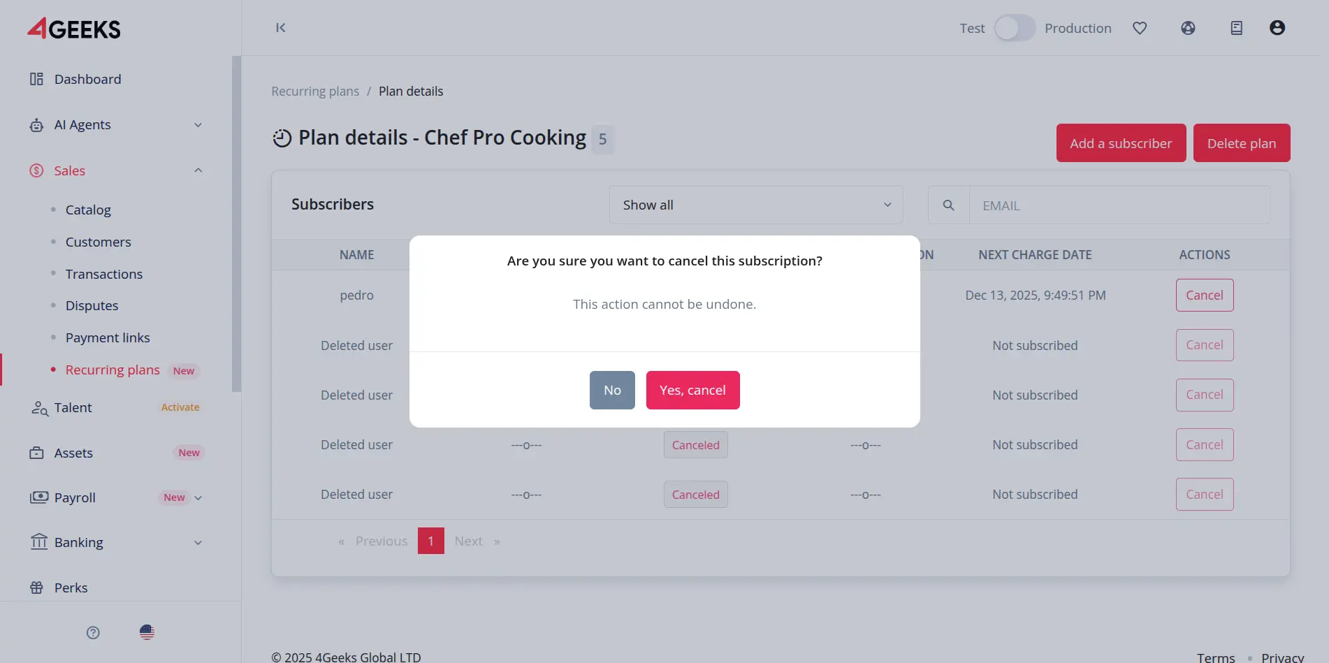 Confirm Unsubscription