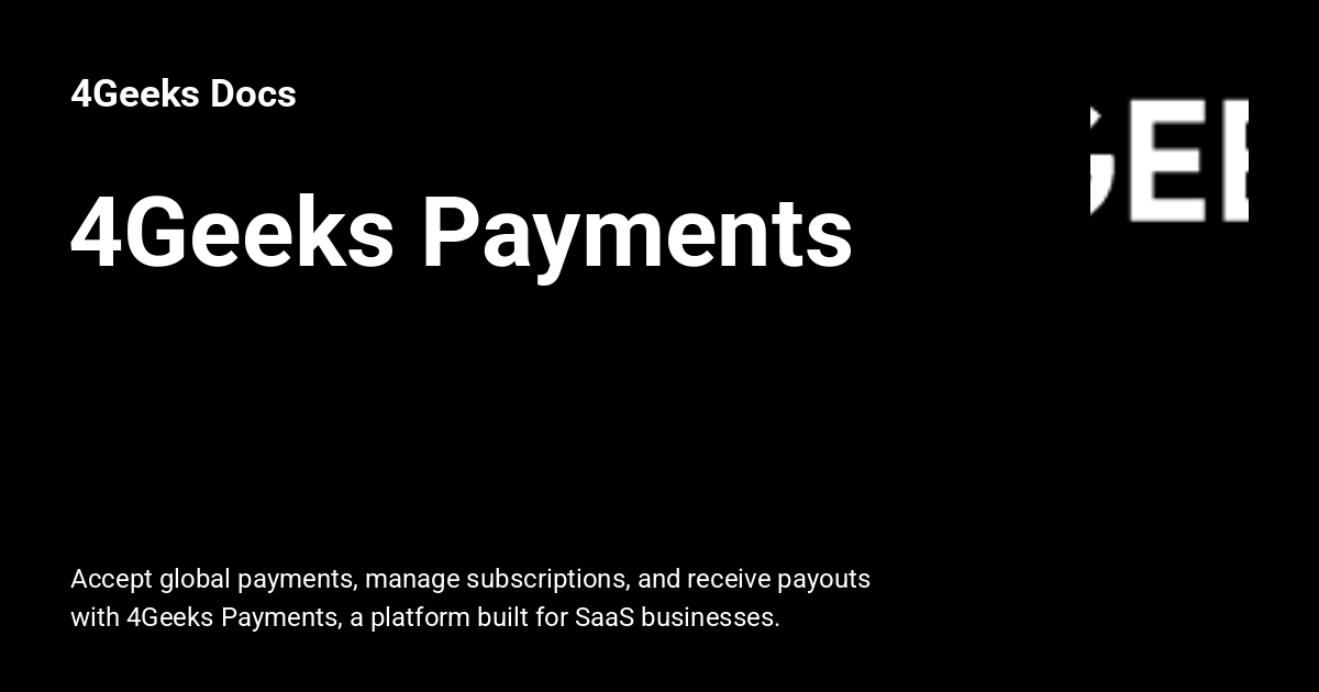 4Geeks Payments - 4Geeks Docs