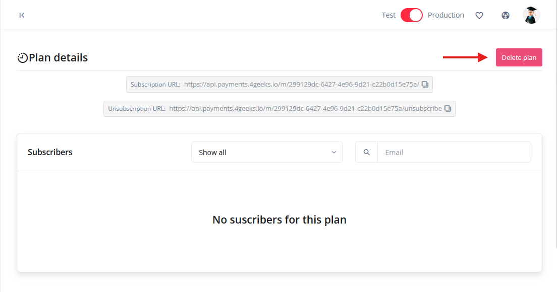 Delete plan