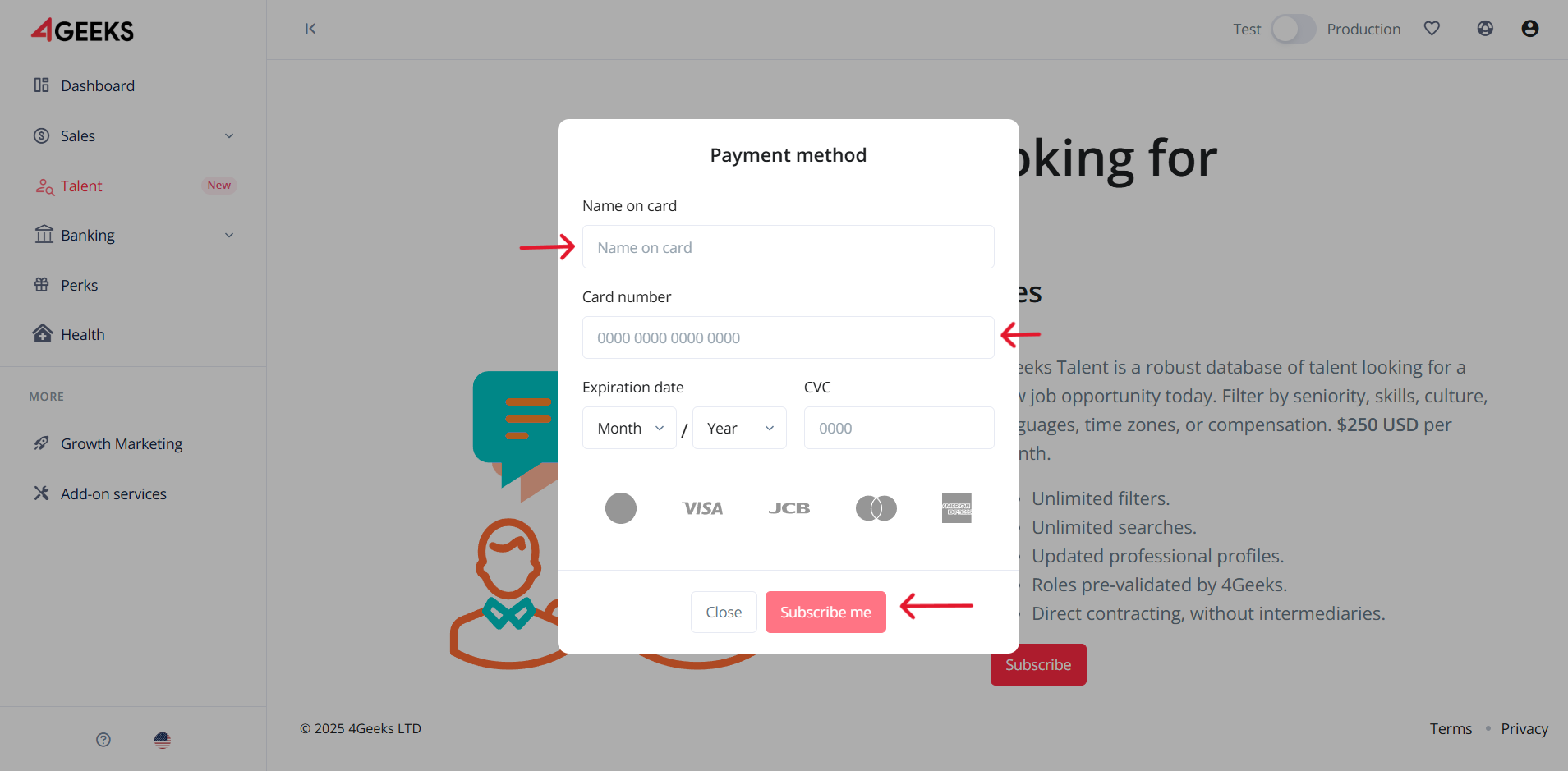 Subscription screen placeholder
