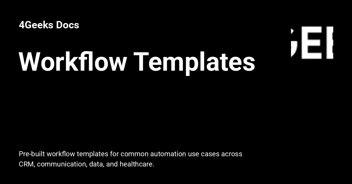 Workflow Templates - 4Geeks Docs