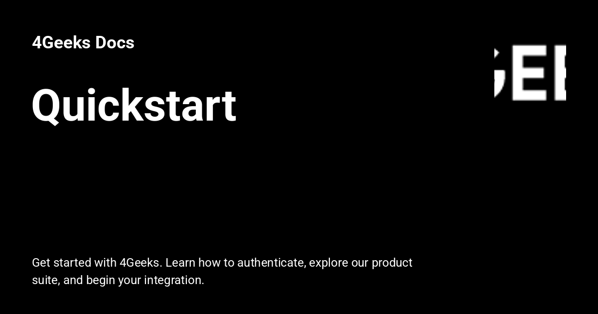 Quickstart - 4Geeks Docs
