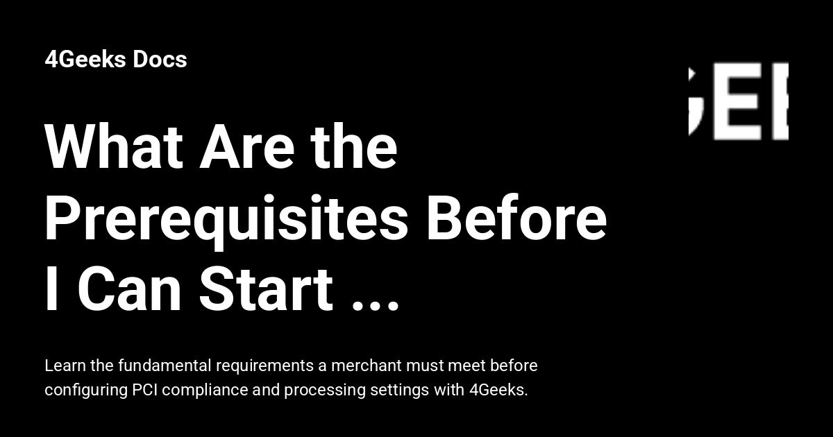 Prerequisites What Are the Prerequisites Before I Can Start Configuring PCI ...